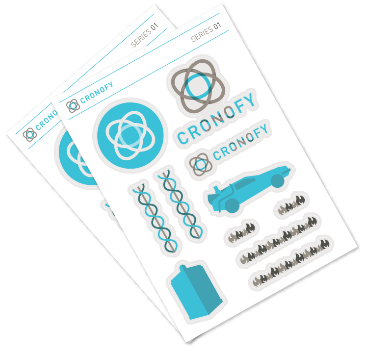 Image showcasing a sticker sheet design from Cronofy